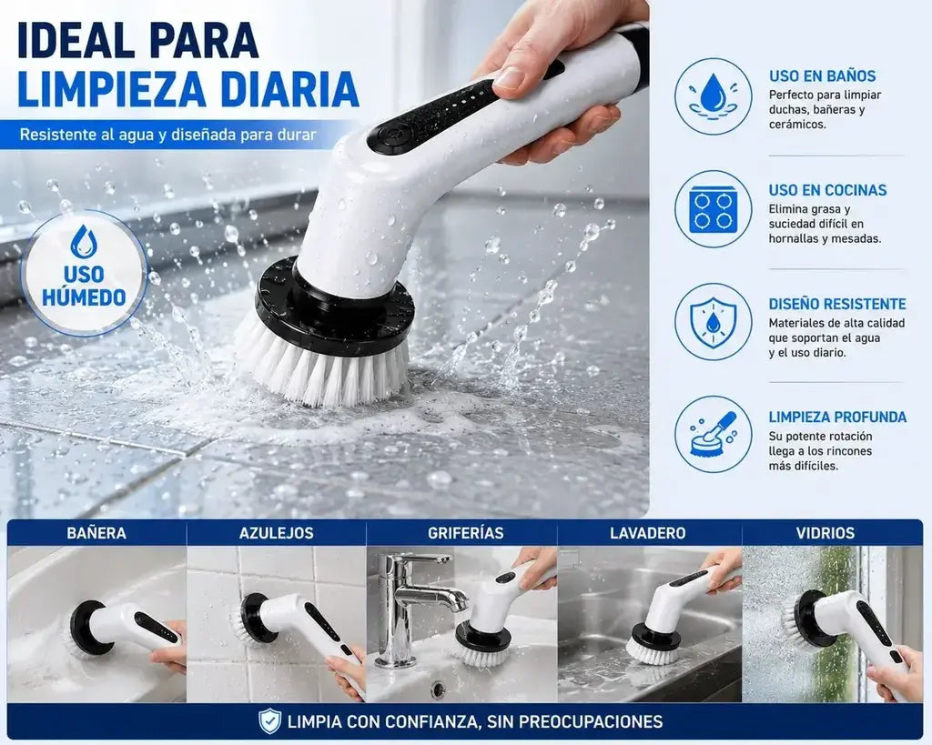 Cepillo Electrico Limpieza 9 En 1 Multiusos Usb Hogar Auto