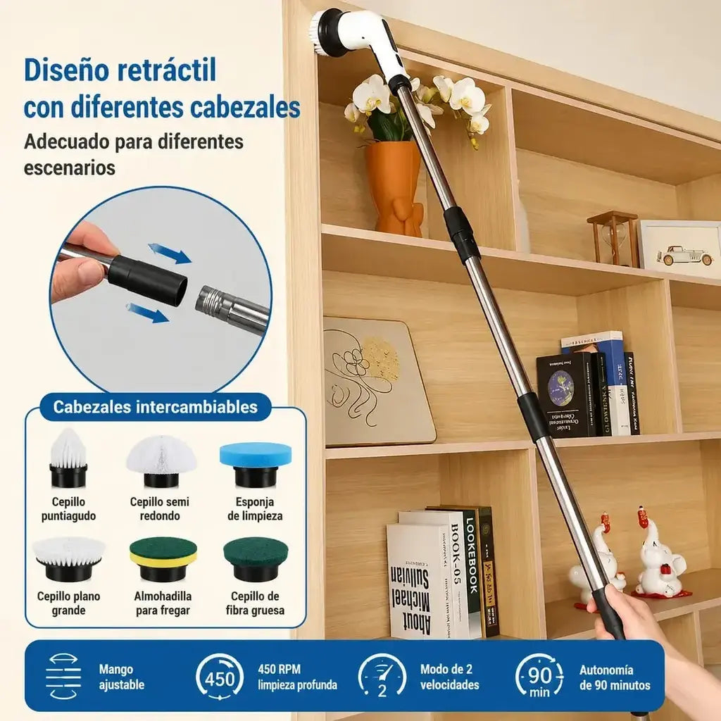 Cepillo Electrico Limpieza 9 En 1 Multiusos Usb Hogar Auto