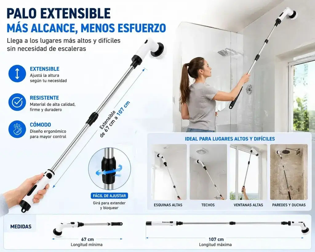 Cepillo Electrico Limpieza 9 En 1 Multiusos Usb Hogar Auto