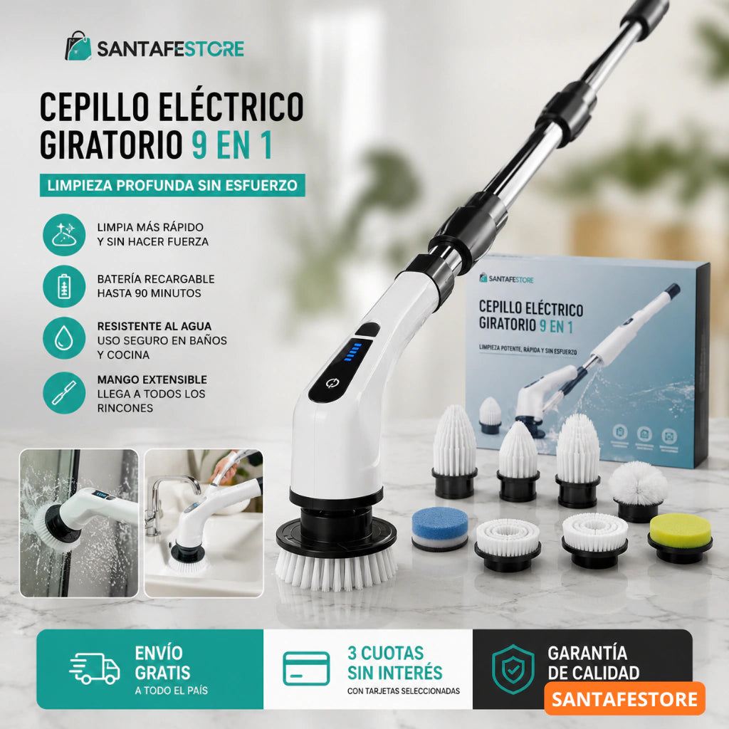 Cepillo Electrico Limpieza 9 En 1 Multiusos Usb Hogar Auto
